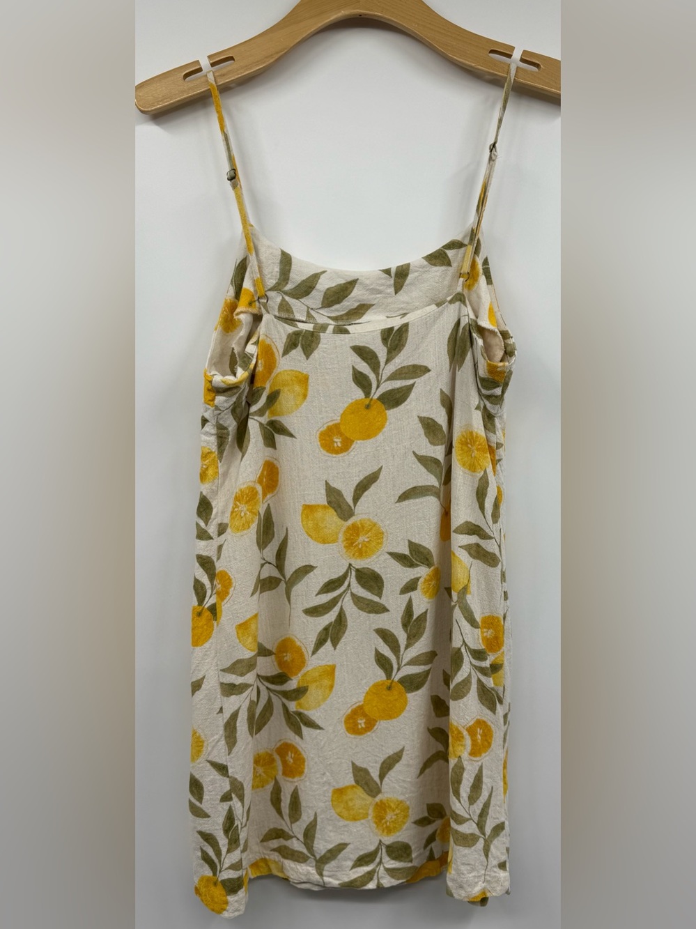 Z Supply Raelyn Citrus Linen Blend Mini Dress Yellow Lemon Print SZ M Beachy - Picture 5 of 8